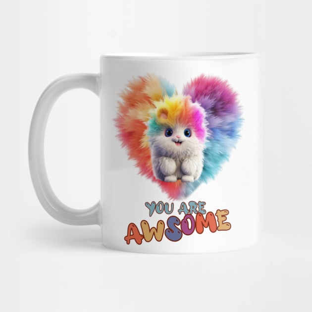 Fluffy: "You are awsome" collorful, cute, furry animals by HSH-Designing